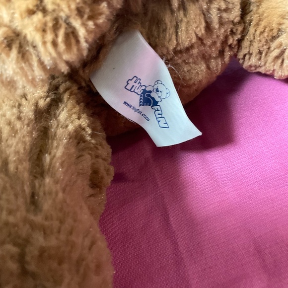 Hug Fun Plush Flopsie Brown Dog with Red Bow Lying Down Dog Stuffies - Picture 10 of 10